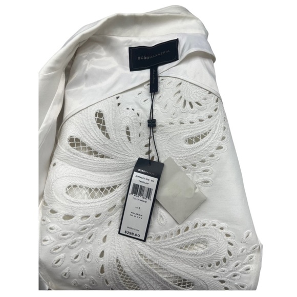 BCBGMaxAzria Natalia Off White Cropped Lace Back Jacket - Size Large - Picture 6 of 14